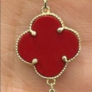 Gold and Red Clover Bracelet